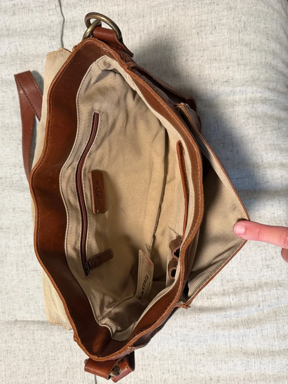 Women's Tan Leather Satchel with Top Handle & Adjustable Strap